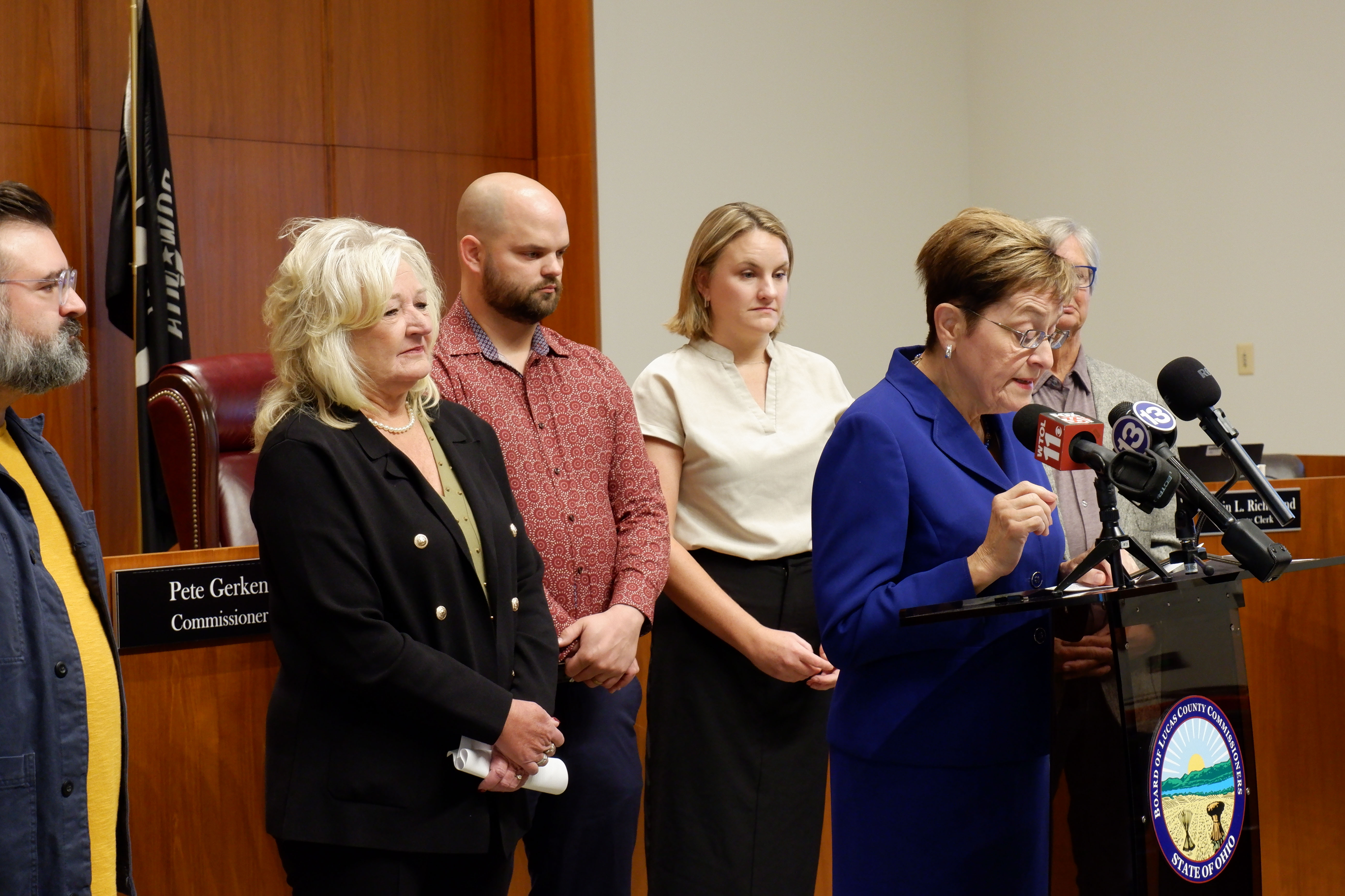 Marcy Kaptur is joined by city and county officials unveiling federal funding for a new recycling center in Toledo, Ohio, Oct. 2.