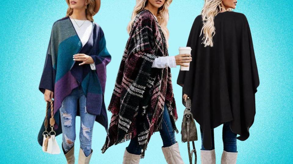 models in three Bestshe ponchos (Amazon)