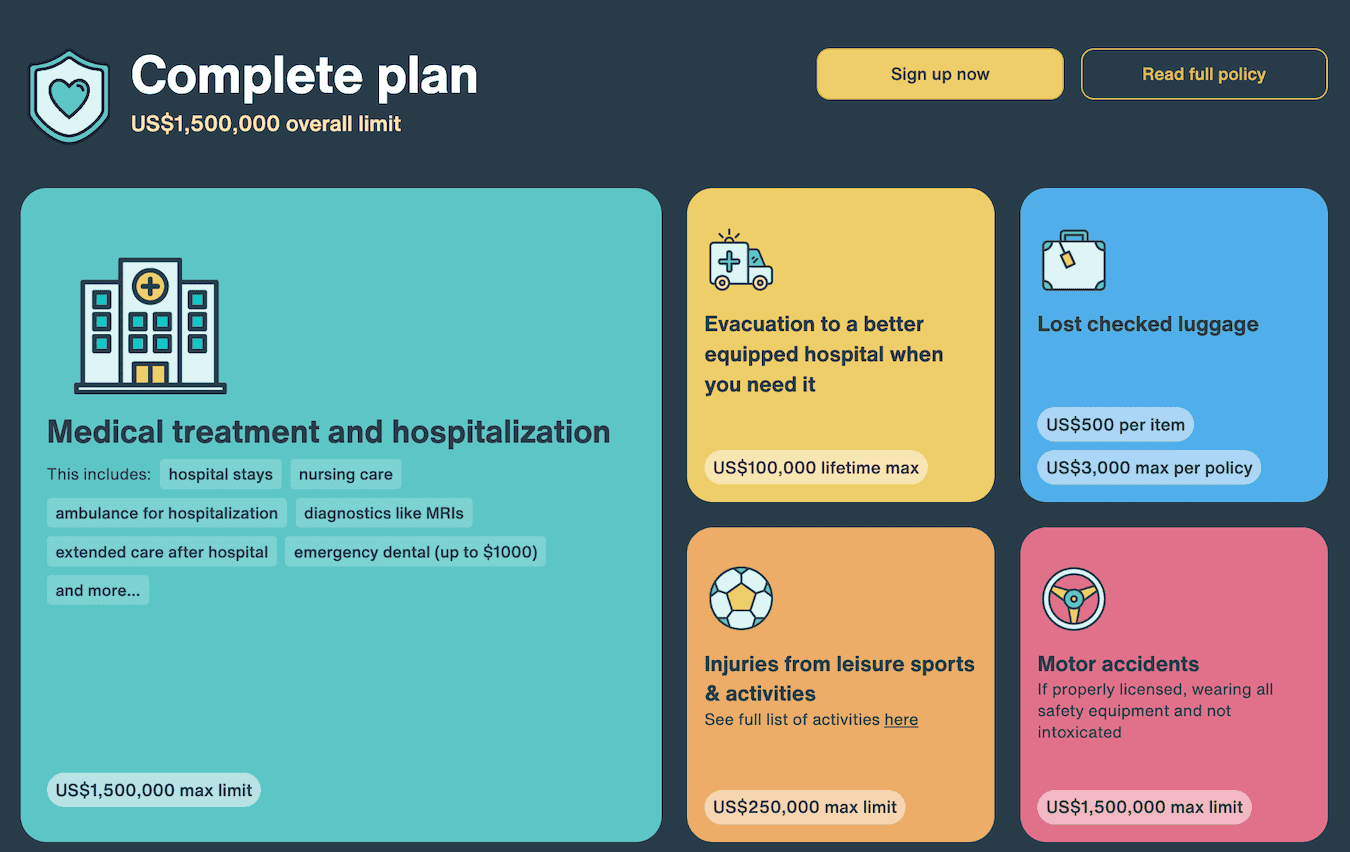 Screenshot of the Basic SafetyWing plan