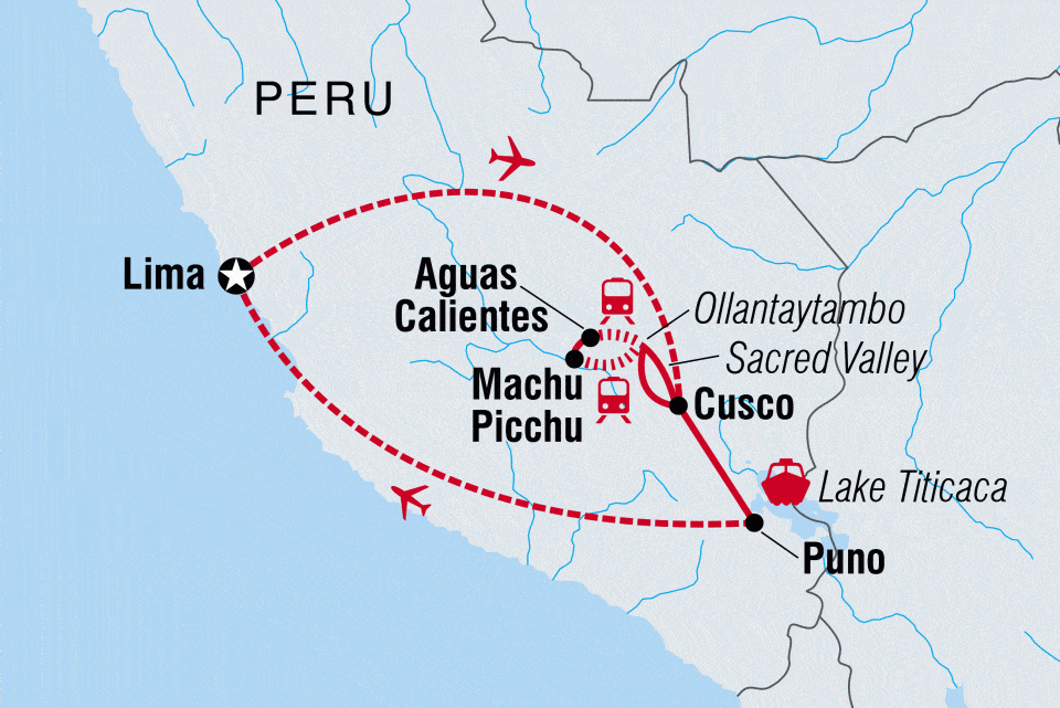Classic Peru trip map from Intrepid Travel