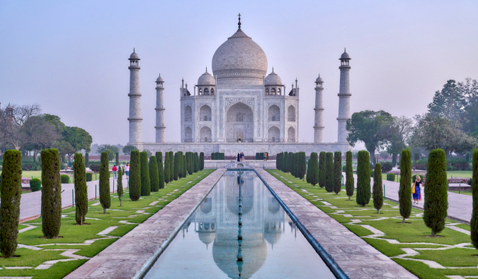 Classic image of Taj Mahaal on a bright and sunny day in India
