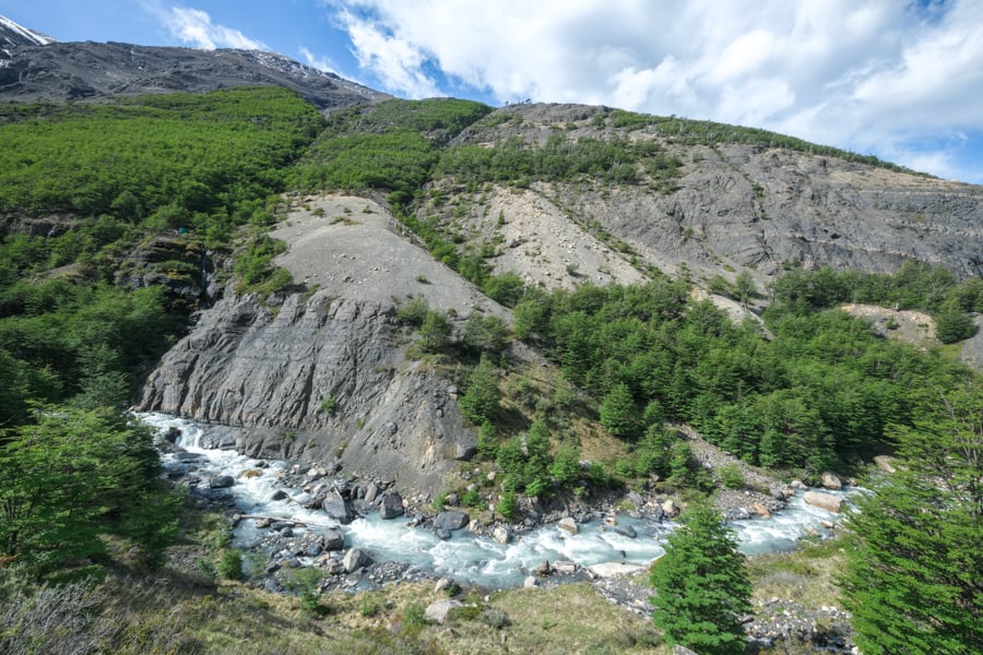 A river passes across the valley