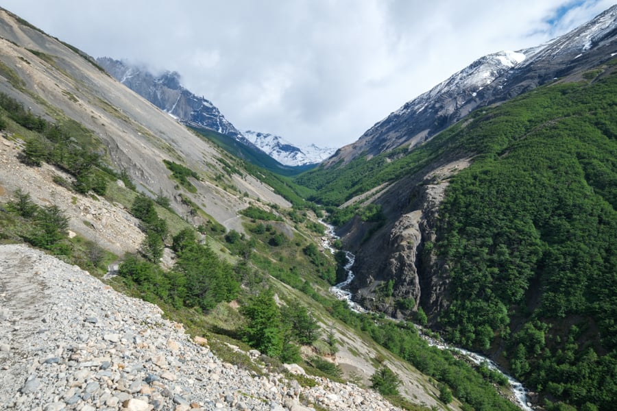 A river passes across the valley