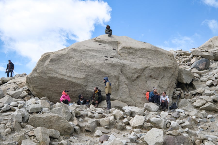 A giant rock near the lake