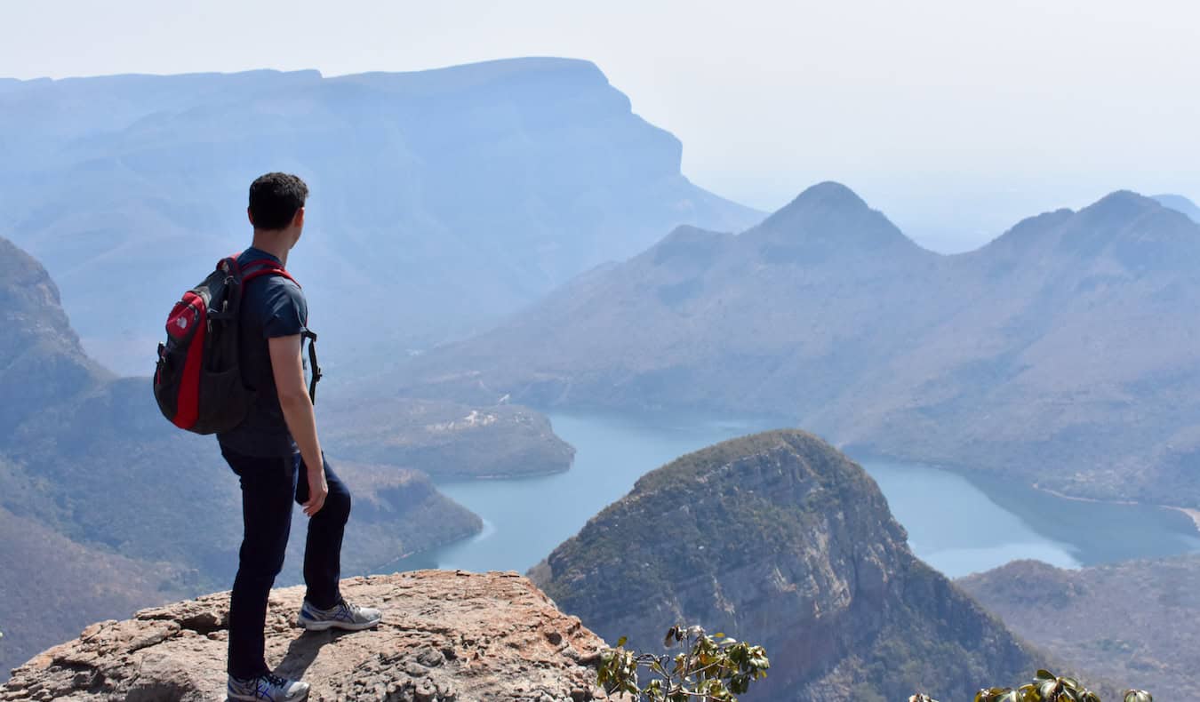 Matt Al -Badawi, who appears on a series of tall valley in South Africa with the mountains at the distance
