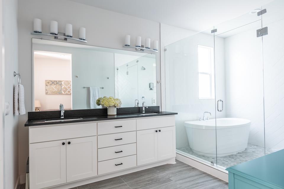 A wet room, where the bathtub and shower are combined.