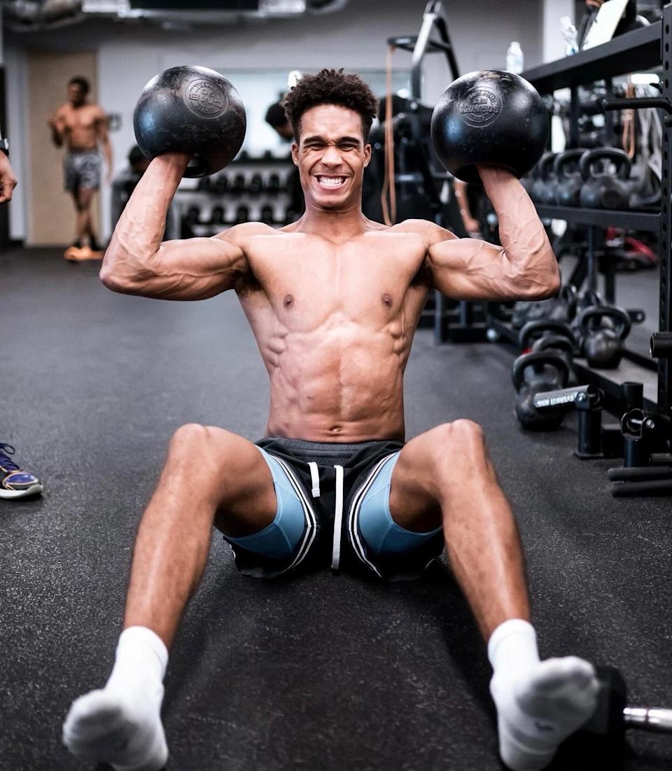 Ighodaro does weight training daily.