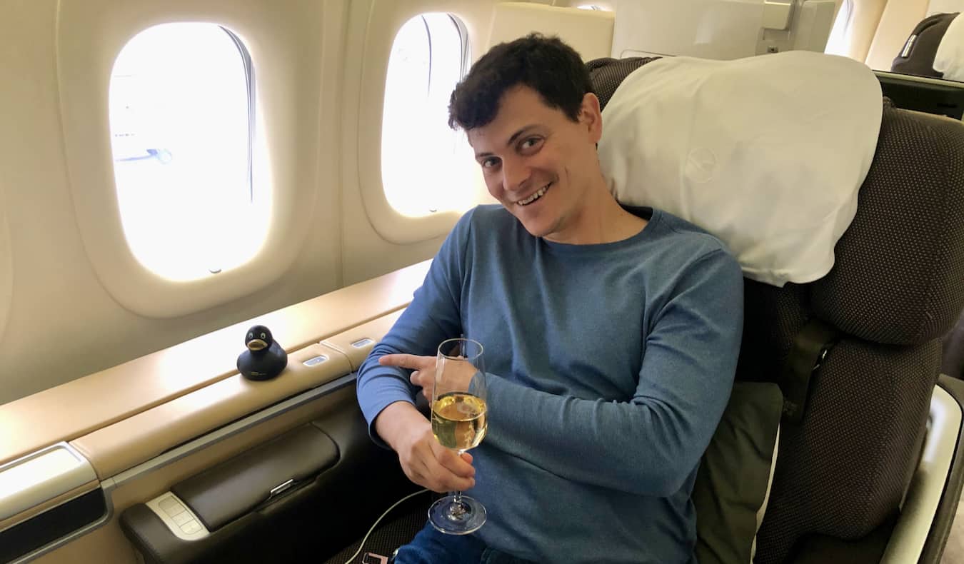 Matt Al -Badawi, who enjoys a first -class seat while flying all over the world