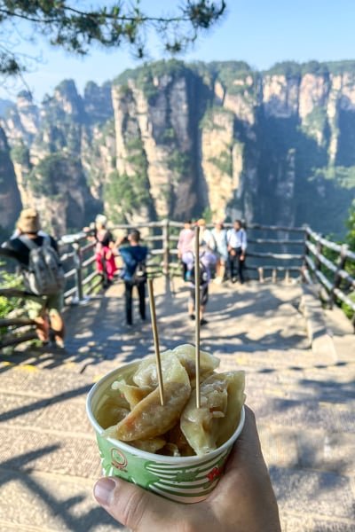 Jiaozi dumplings with a view