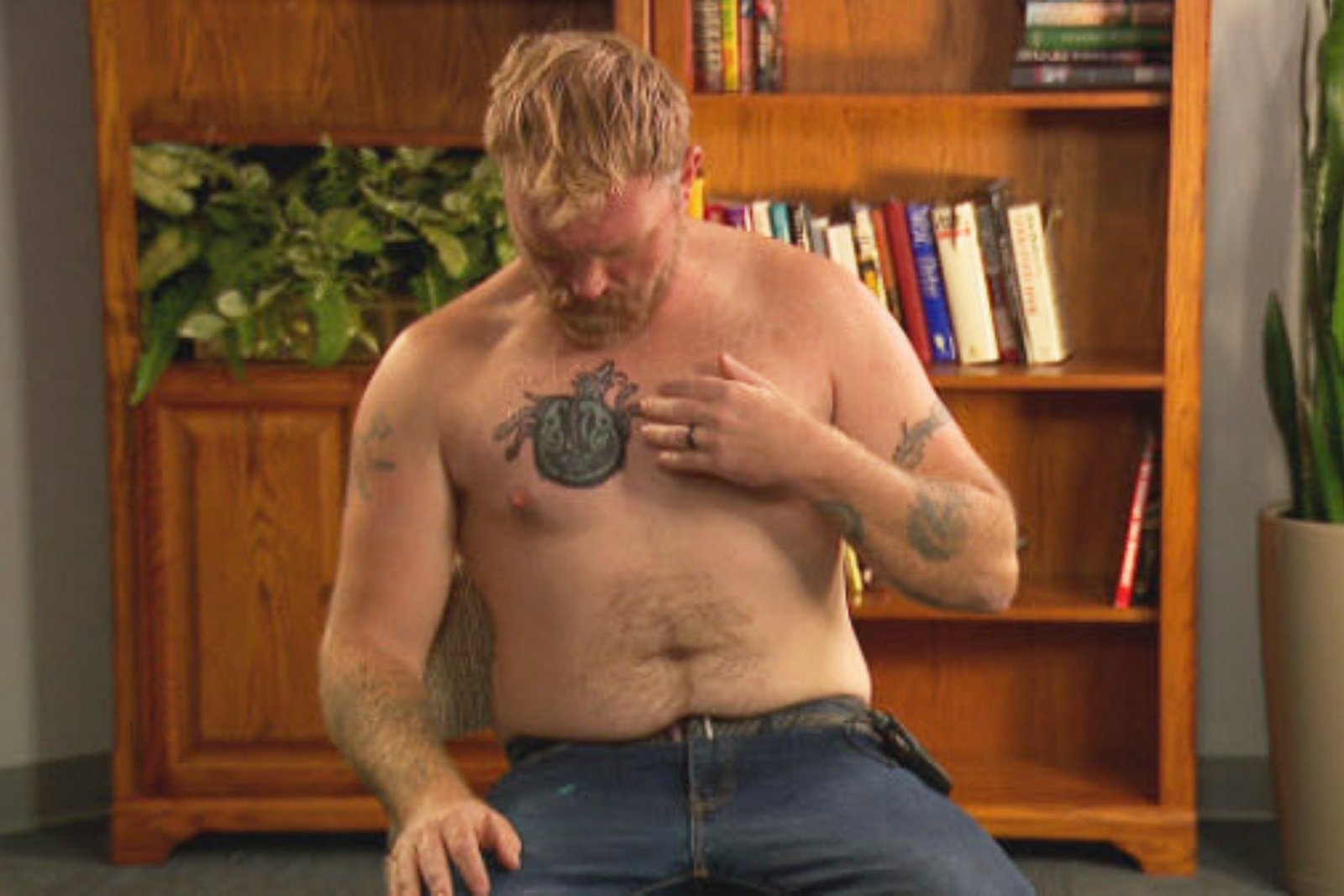 Platner expressed regret over getting a Nazi symbol tattooed on his chest 20 years ago, which he recently had covered up with the tattoo shown above.