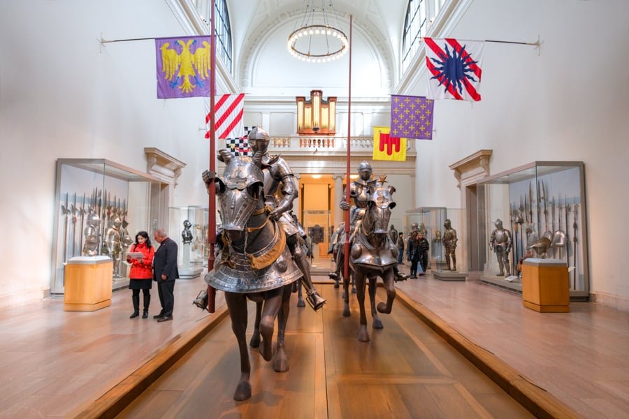 Armored knights on horseback at the Metropolitan Museum of Art in NYC