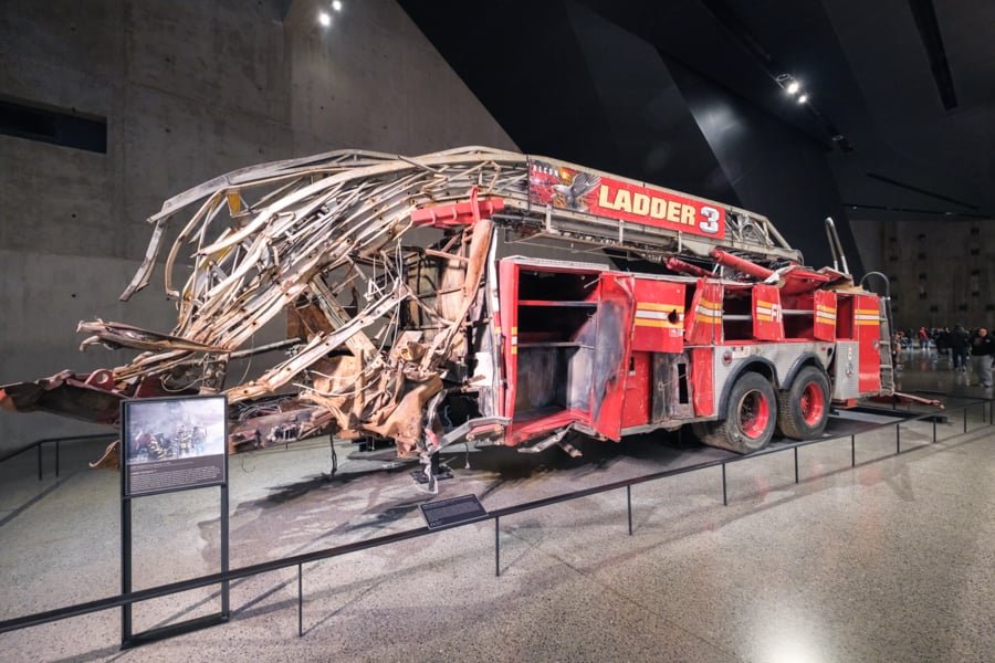 Mangled firetruck in the 9/11 Museum