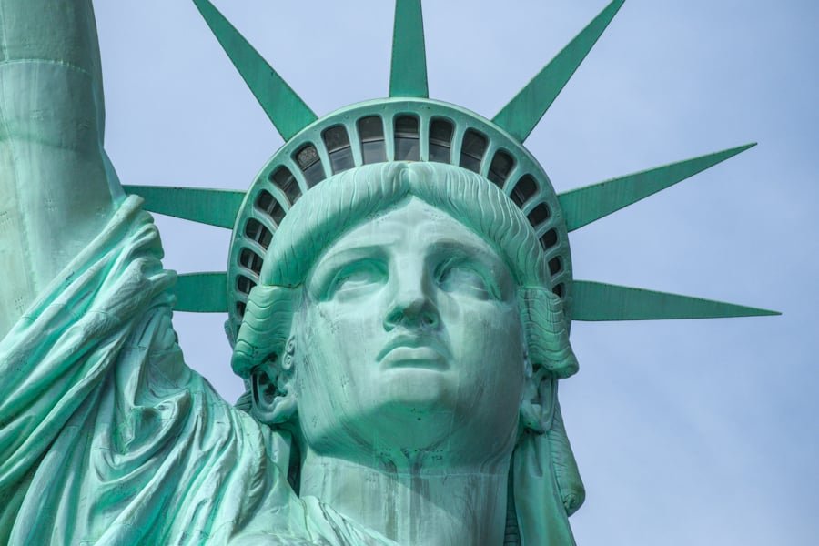 Face of the Statue of Liberty in New York City
