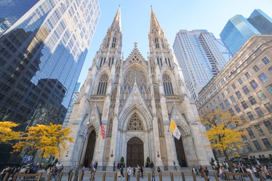 The front of St Patricks Cathedral