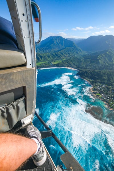 Flying over Hina Beach with the doors open