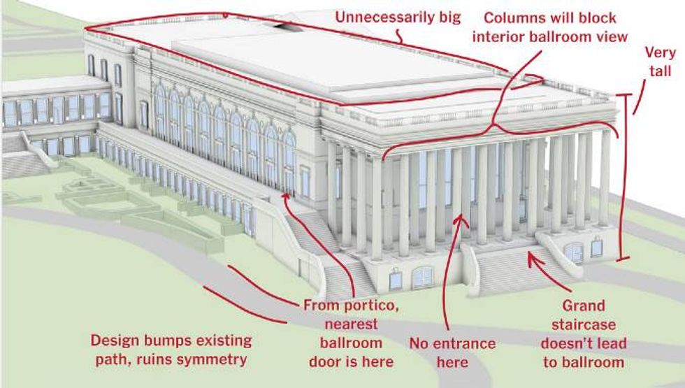 Trump "He plans" For a large sized shed/ballroom