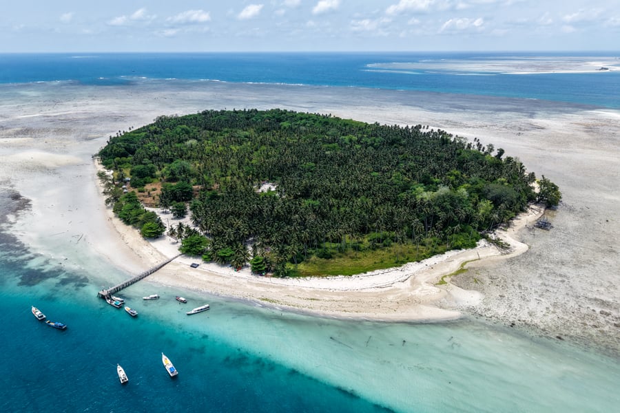 Drone photo of Ketawai island in Bangka