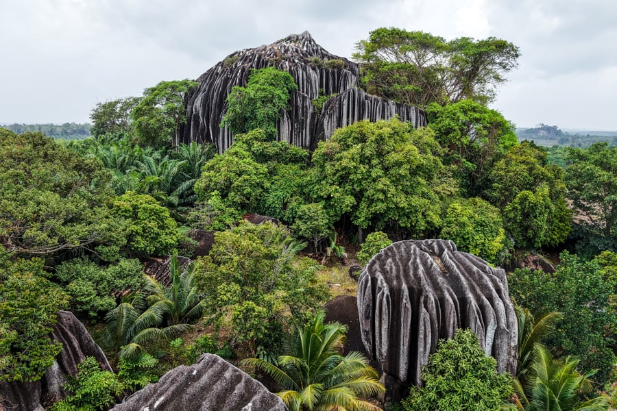 Drone photo of Batu Belimbing Kelabat in Bangka, Sumatra
