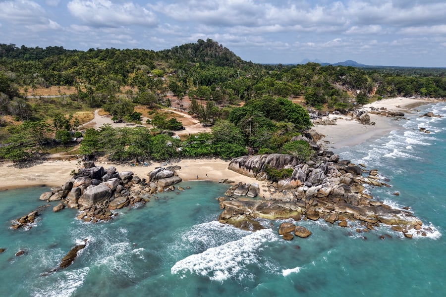 Drone photo of the coast at Turun Aban beach