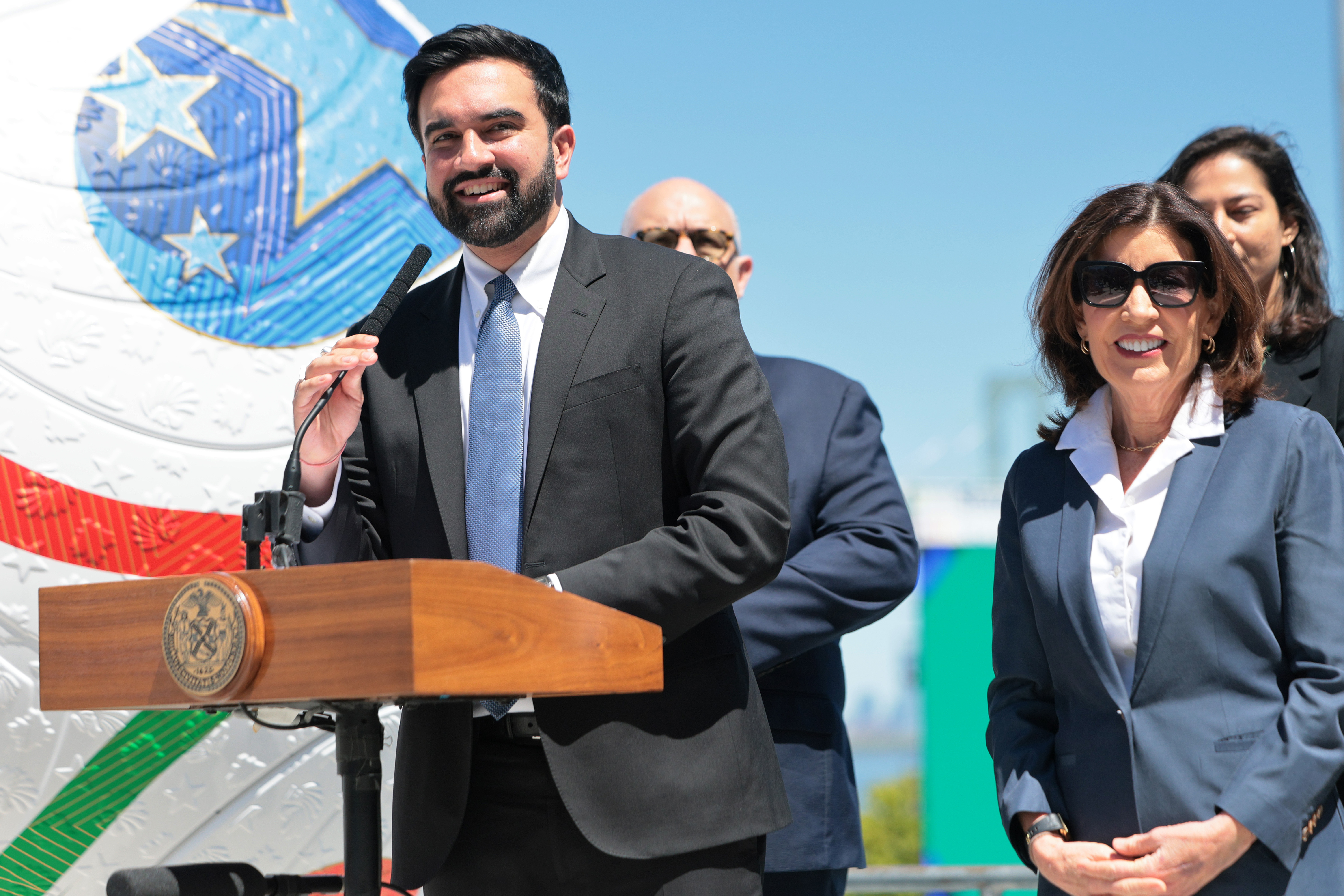 Gov. Kathy Hochul joined New York Mayor Zohran Mamdani in announcing free fan events hosted across the five boroughs. 