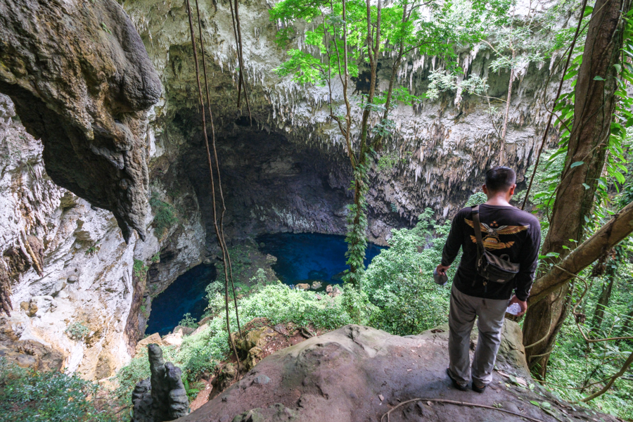 Looking at the two lakes at Koo cave from above