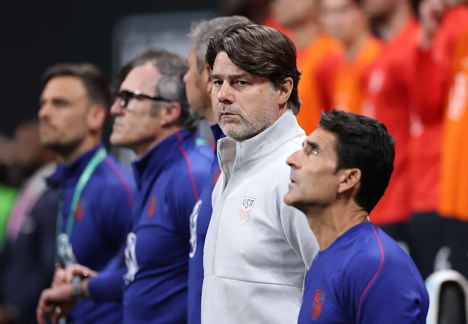 ATLANTA, GEORGIA - MARCH 31:  Manager Mauricio Pochettino of the United States looks on prior to the international friendly match between United States and Portugal at Mercedes-Benz Stadium on March 31, 2026 in Atlanta, Georgia. (Photo by Kevin C. Cox/Getty Images)