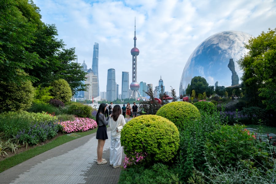 Beautiful green trail in the North Bund