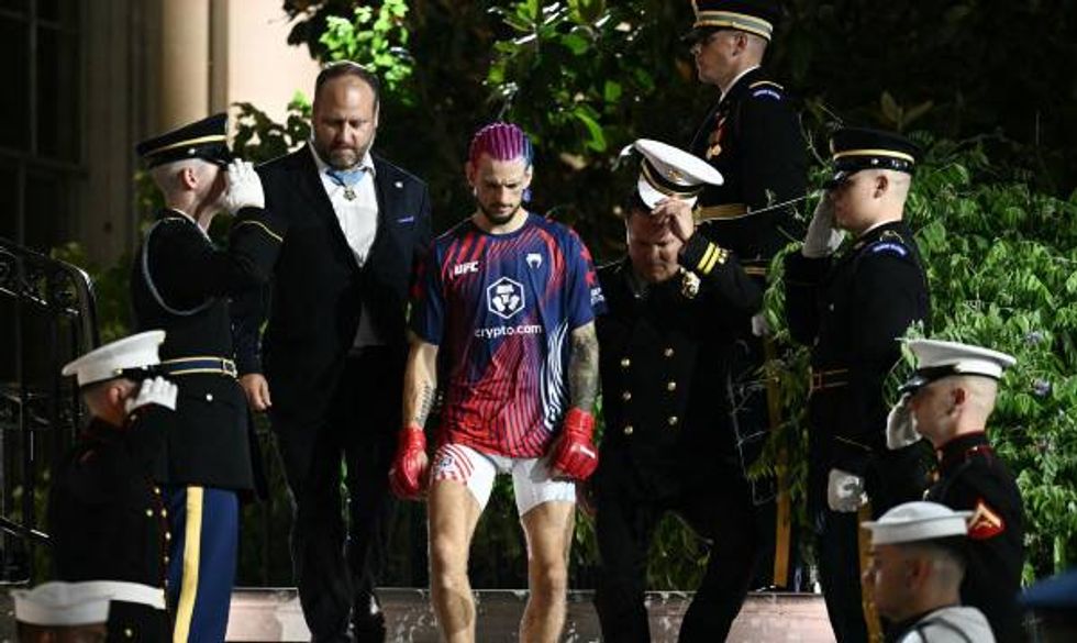 Sean O'Malley walks from the White House to his fight with his Honor Guard