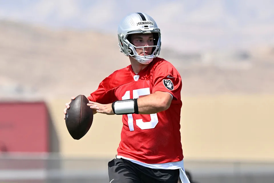 Fernando Mendoza is the fourth quarterback taken by the Raiders in the first round of the NFL draft since the 1970 AFL-NFL merger. (Photo by David Becker/Getty Images)
