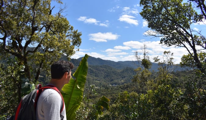 Nomadic Mat in Madagascar overlooking mountains and forests