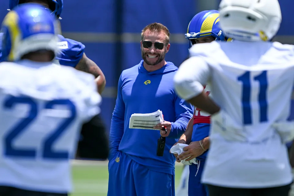 Woodland Hills,  - June 08:Rams head coach Sean McVay at Rams practice on Monday, June 8, 2026.   (Photo by David Crane/MediaNews Group/Los Angeles Daily News via Getty Images)  g