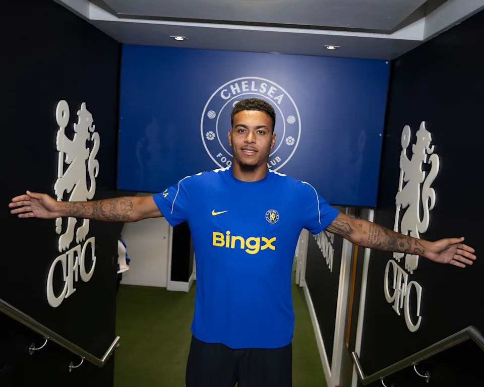 LONDON, ENGLAND - JULY 21: Chelsea FC Unveil New Signing Morgan Rogers at Stamford bridge. (Photo by Darren Walsh/Chelsea FC via Getty Images)