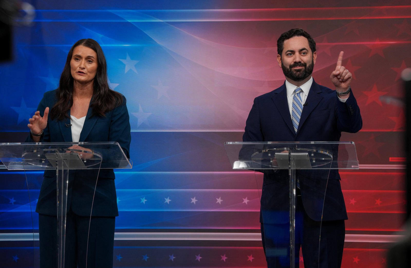 Democrat Cait Conley and Republican Rep. Mike Lawler participate in a debate hosted by News 12 on Sept. 28, 2026.