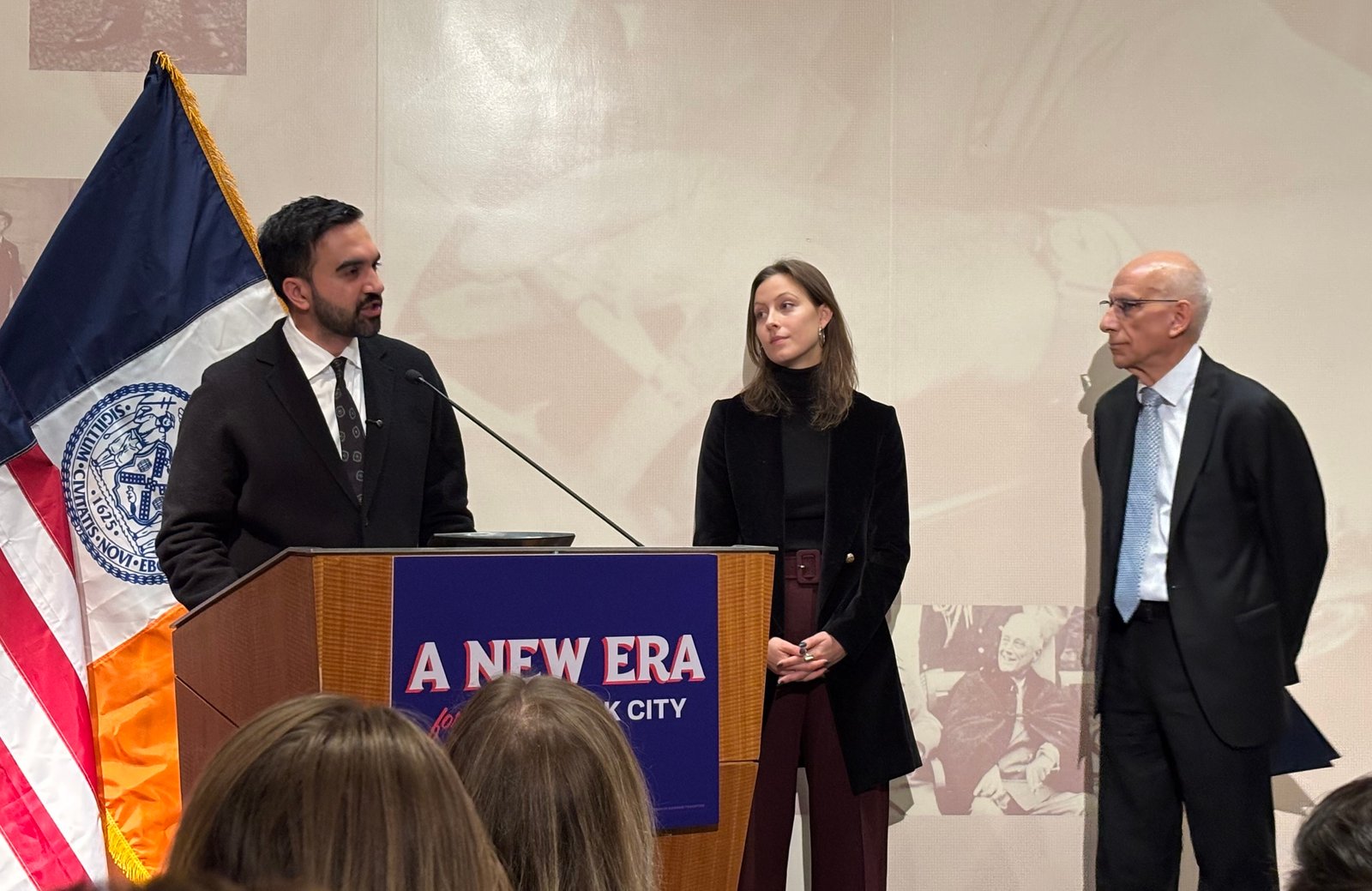 Mamdani's chief of staff Elle Bisgaard-Church (center) laid out the administration's governing philosophy at a forum today.